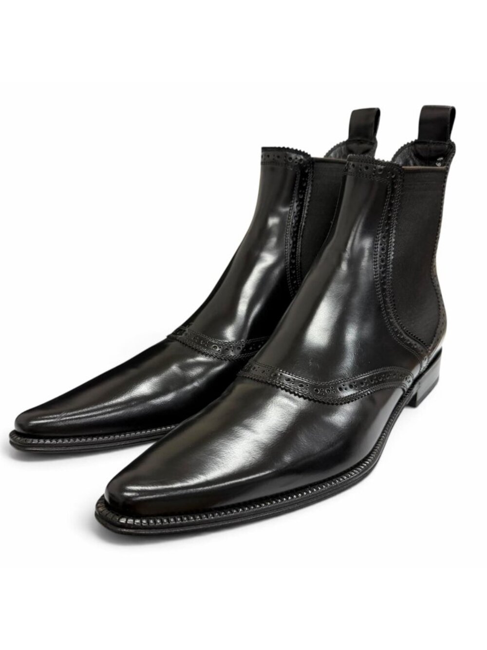 Dolce & Gabbana Leather Perforation Side Gore Chelsea Boots Ankle 6.5